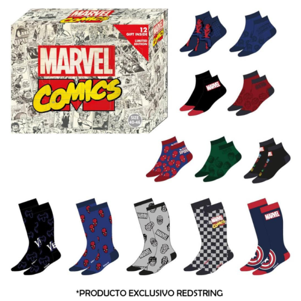 Caja de regalo con 12 pares de calcetines de Marvel en talla 40/46 - Imagen 3