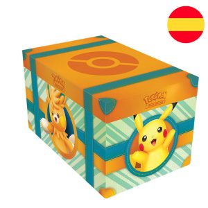 Juego de cartas coleccionables Pokémon en español en un cofre del tesoro