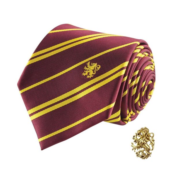 Conjunto exclusivo de corbata y pin de lujo de Hogwarts Gryffindor de Harry Potter