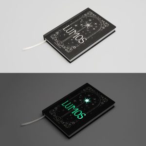 Set de escritura premium: cuaderno A5 con luz LED y bolígrafo Lumos inspirado en Harry Potter