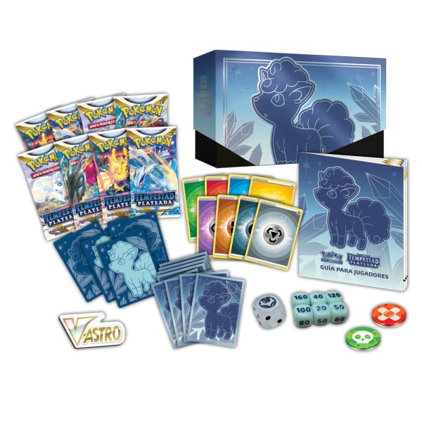 Estuche de cartas coleccionables Pokémon Espada y Escudo: Entrenador Tempestad Plateada en español