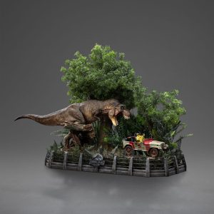 Figura Parque Jurásico Estatua 1/20 Demi Art Scale T-Rex Chase 30 cm