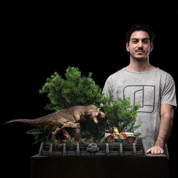 Figura Parque Jurásico Estatua 1/20 Demi Art Scale T-Rex Chase 30 cm - Imagen 7