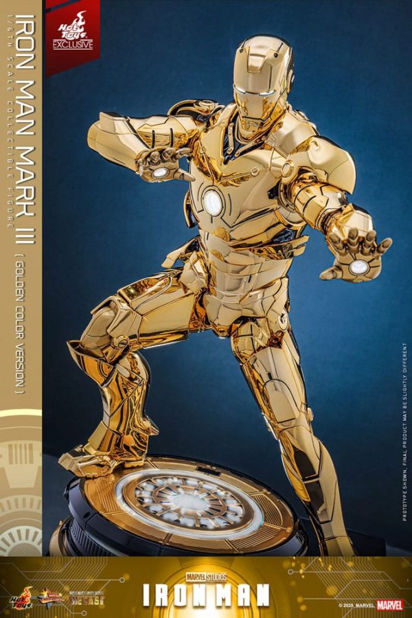 Figura Iron Man Mark III Diecast 1/6 - Edición Exclusiva Hot Toys en Color Dorado - 33 cm - Imagen 10