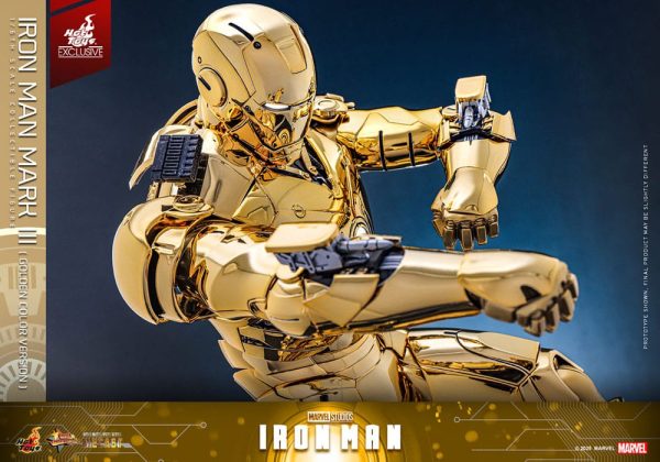 Figura Iron Man Mark III Diecast 1/6 - Edición Exclusiva Hot Toys en Color Dorado - 33 cm - Imagen 11