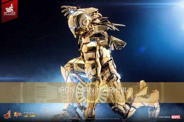 Figura Iron Man Mark III Diecast 1/6 - Edición Exclusiva Hot Toys en Color Dorado - 33 cm - Imagen 2