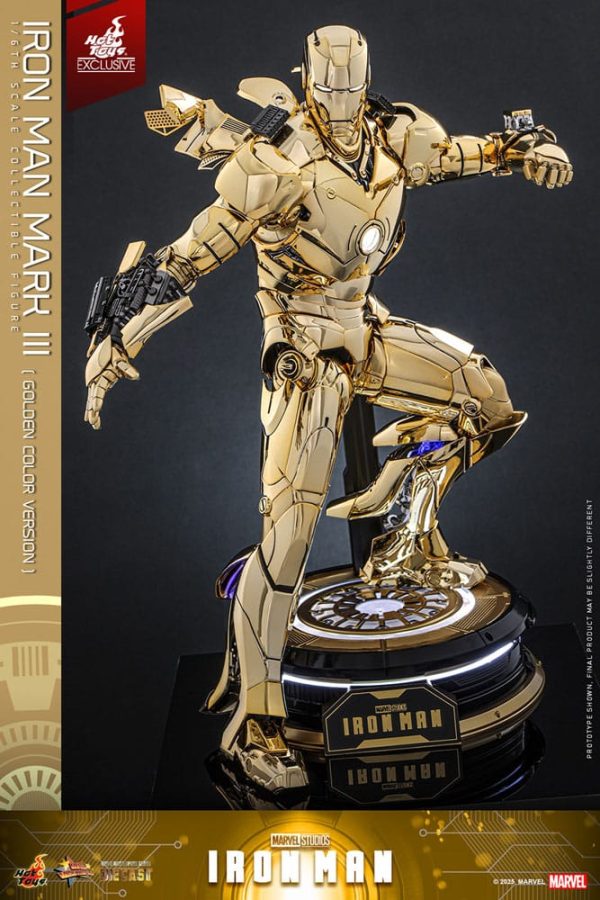 Figura Iron Man Mark III Diecast 1/6 - Edición Exclusiva Hot Toys en Color Dorado - 33 cm - Imagen 3