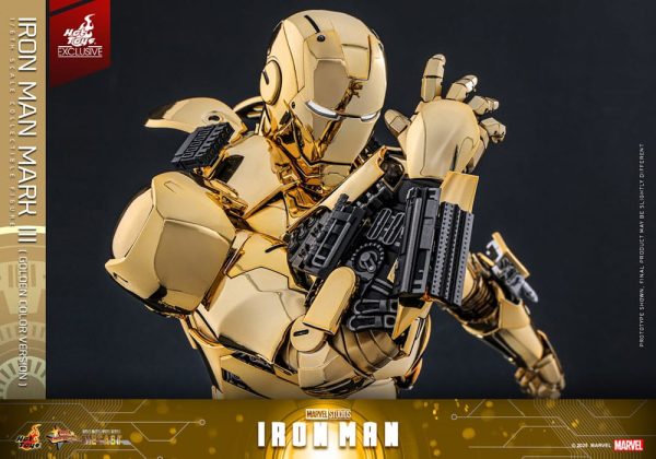 Figura Iron Man Mark III Diecast 1/6 - Edición Exclusiva Hot Toys en Color Dorado - 33 cm - Imagen 5