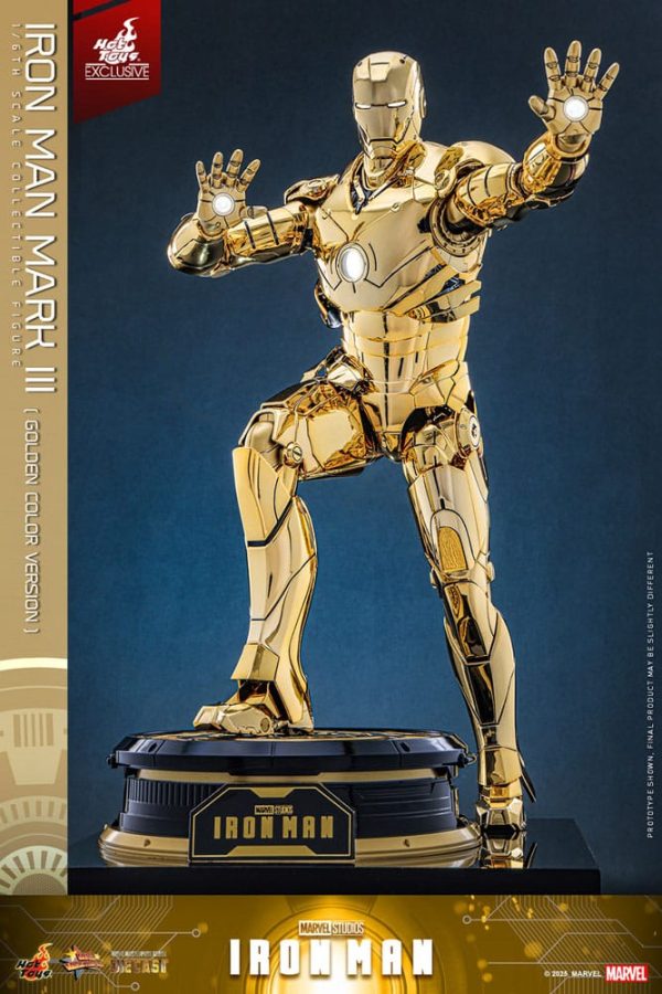 Figura Iron Man Mark III Diecast 1/6 - Edición Exclusiva Hot Toys en Color Dorado - 33 cm - Imagen 6