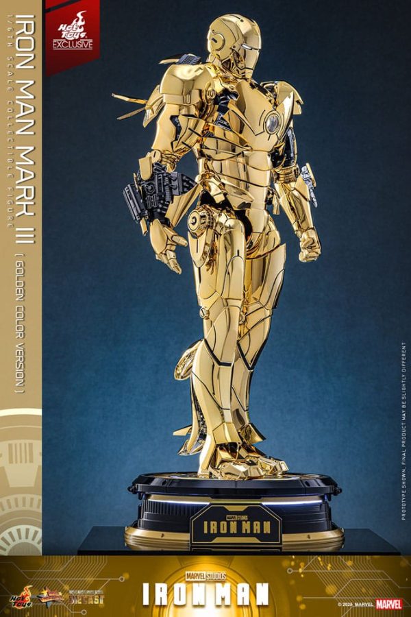 Figura Iron Man Mark III Diecast 1/6 - Edición Exclusiva Hot Toys en Color Dorado - 33 cm - Imagen 7