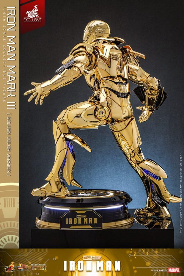 Figura Iron Man Mark III Diecast 1/6 - Edición Exclusiva Hot Toys en Color Dorado - 33 cm - Imagen 8