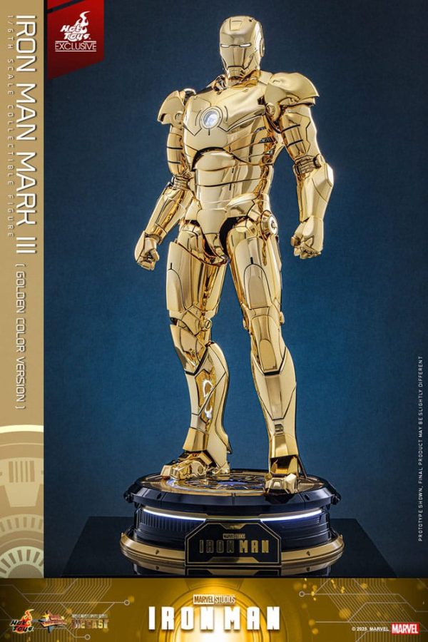 Figura Iron Man Mark III Diecast 1/6 - Edición Exclusiva Hot Toys en Color Dorado - 33 cm - Imagen 9