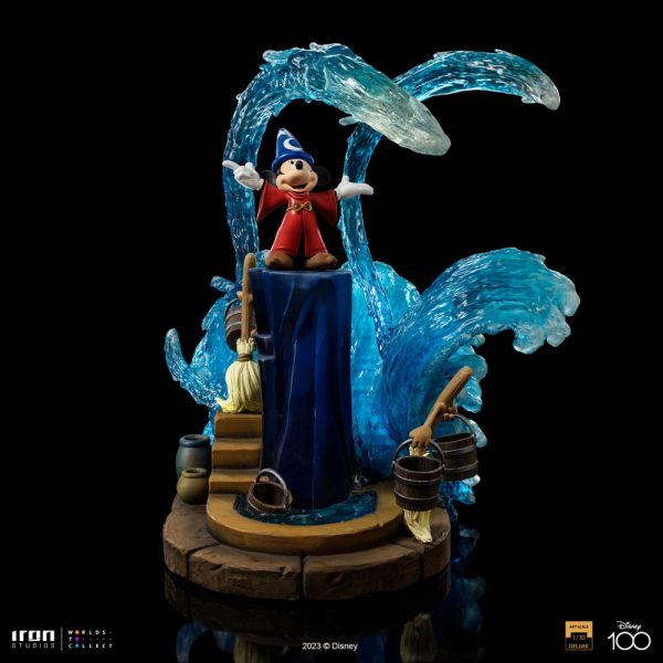 Estatua de Mickey Mouse de Fantasía de Disney en escala deluxe 1/10, altura de 51 cm.