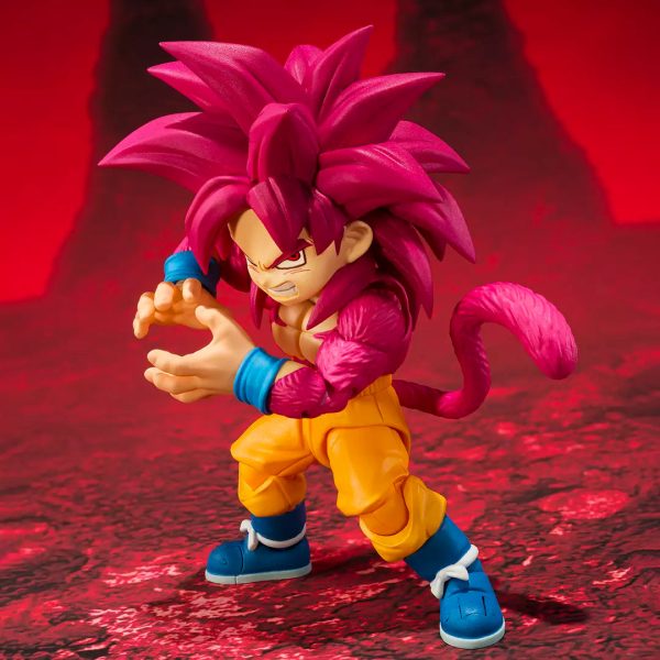 Figura de Son Goku Super Saiyan 4 en tamaño mini de la colección SH Figuarts de Dragon Ball Daima - Imagen 4