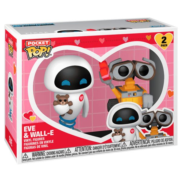 Pack de 2 figuras Pocket POP de Disney Pixar Wall-E y Eve para San Valentín