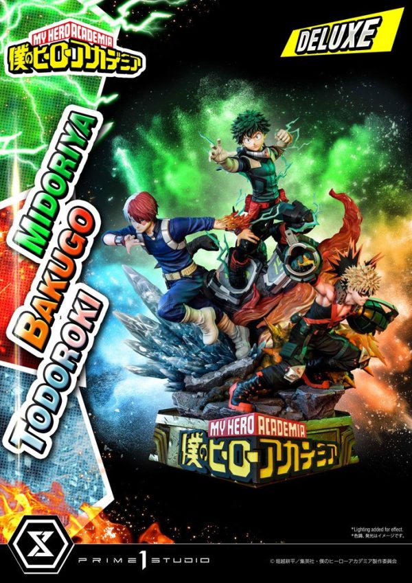 Figuras de colección My Hero Academia de Midoriya, Bakugo y Todoroki con edición de lujo y bonificaciones exclusivas