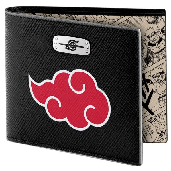 Cartera de Cuero con Diseño de Nubes inspirado en Naruto: ¡Ideal para Fans del Anime!