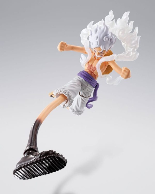 Figura de Monkey D. Luffy Gear 5 de One Piece, modelo S.H.Figuarts con diseño de Future Island Egghead, de 15 cm de altura. - Imagen 7