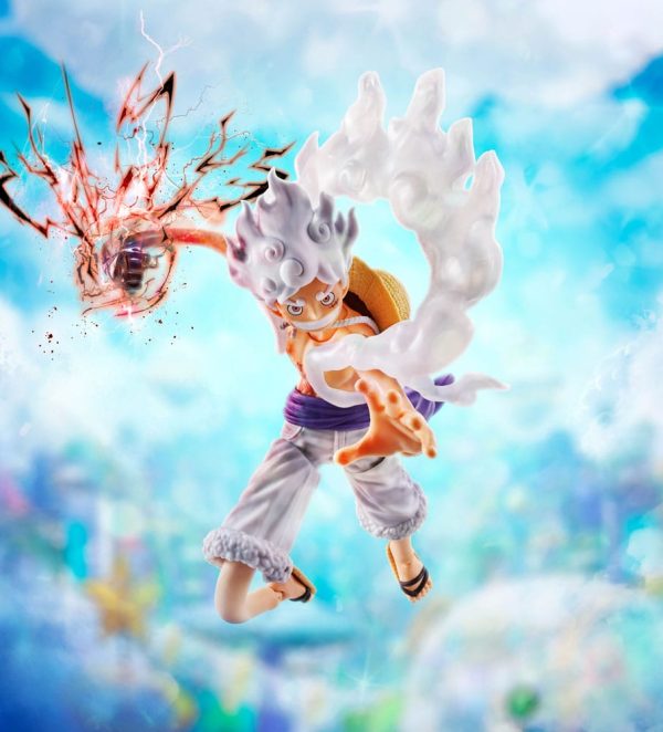 Figura de Monkey D. Luffy Gear 5 de One Piece, modelo S.H.Figuarts con diseño de Future Island Egghead, de 15 cm de altura. - Imagen 8