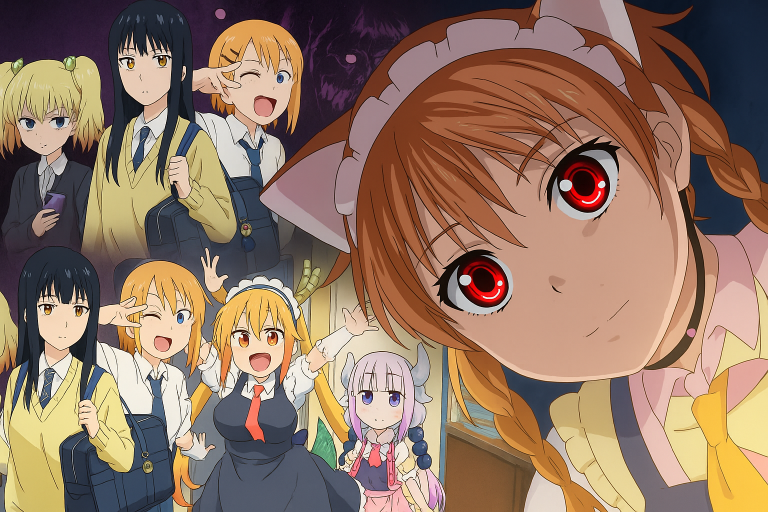 estrenos de anime en junio 2025, incluyendo Mieruko-chan, Virgin Punk y Miss Kobayashi's Dragon Maid