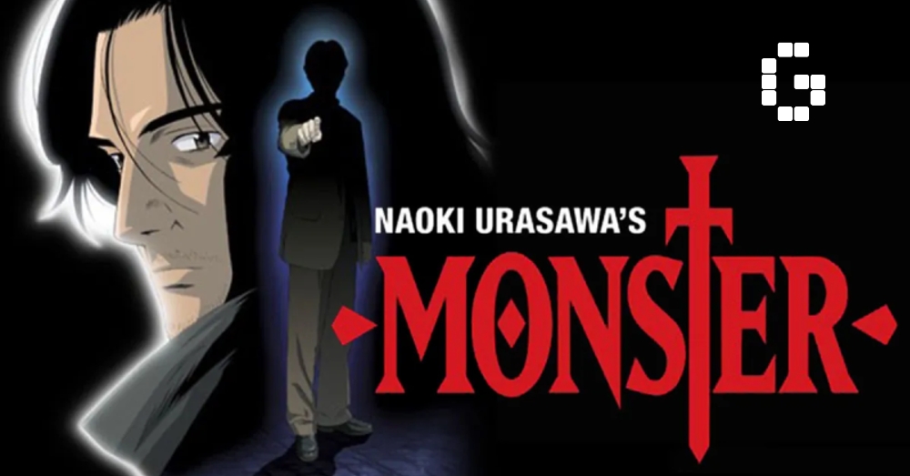 Portada del anime otaku Monster con el rostro de Johan Liebert y una atmósfera oscura y psicológica